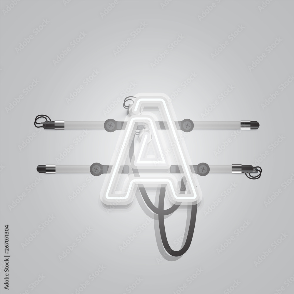 Realistic glowing grey neon charcter, vector illustration Realistic glowing grey neon charcter, vector illustration
