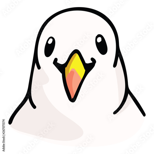 Kawaii seagull headshot cartoon vector illustration motif set. Hand drawn isolated ocean life elements clipart for birdwatching blog, sealife avian graphic, zoological web buttons.