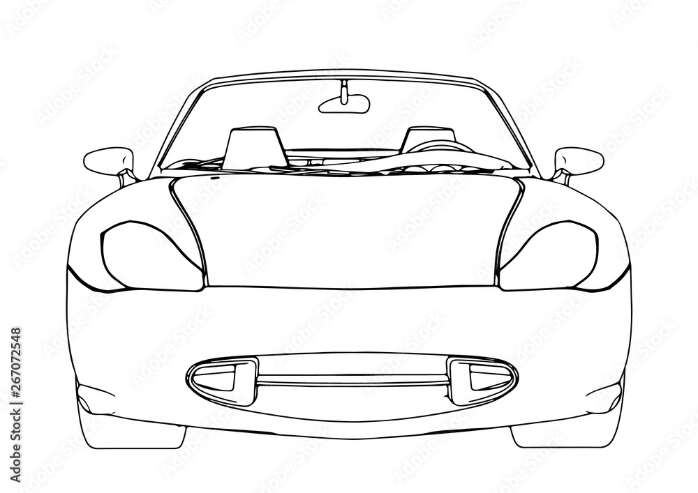 sketch of sport car on white background vector