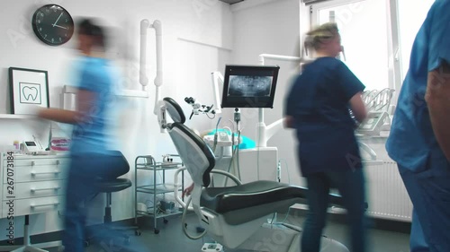 Time lapse video of busy dentists in dentist's office