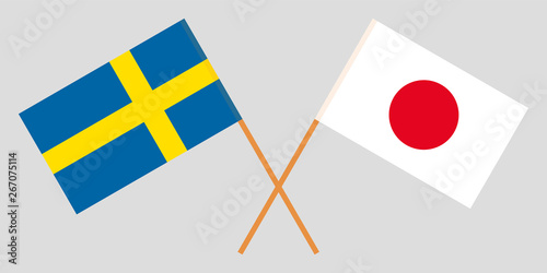 Sweden and Japan. The Swedish and Japanese flags. Official colors. Correct proportion. Vector