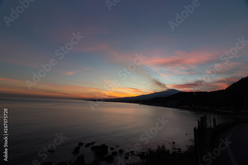 tramonto visto da Capo Taromina - baia di  Giardini - Naxos photo