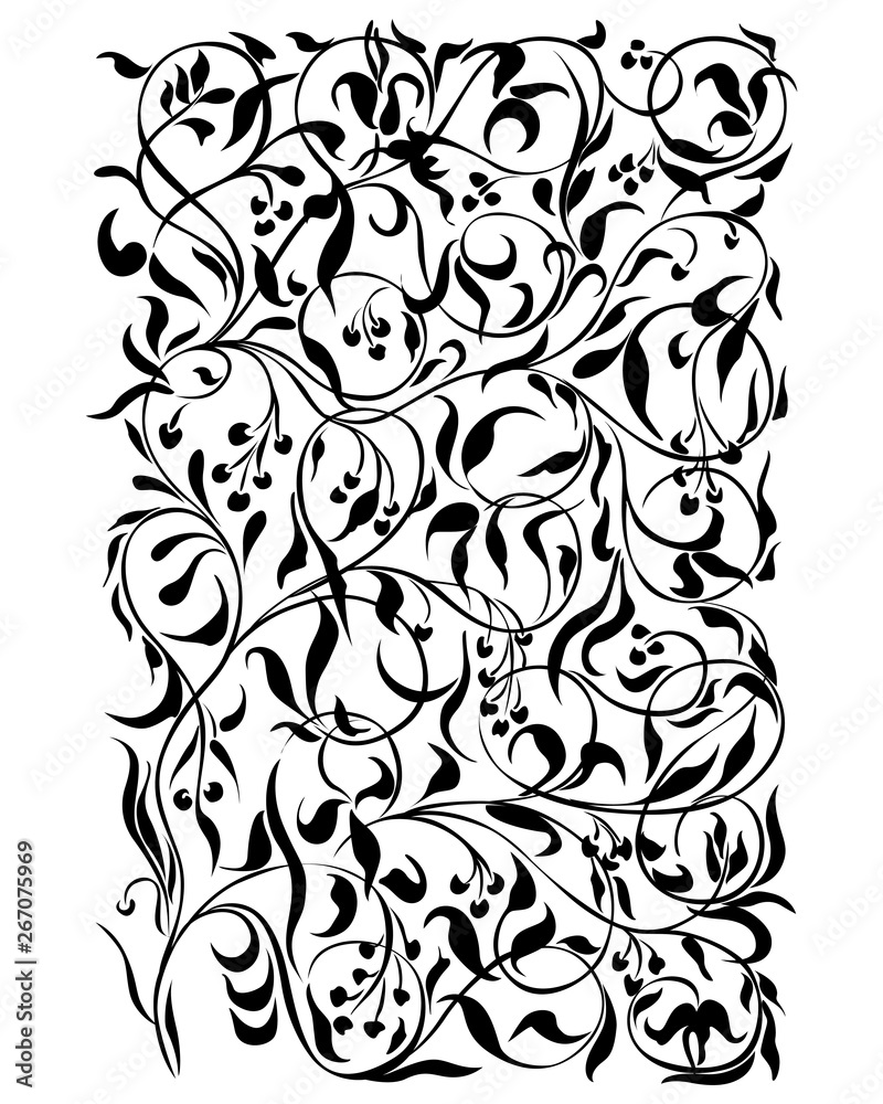 Swirling decorative floral plant pattern