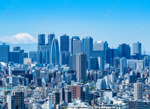 富士山と新宿副都心の高層ビル