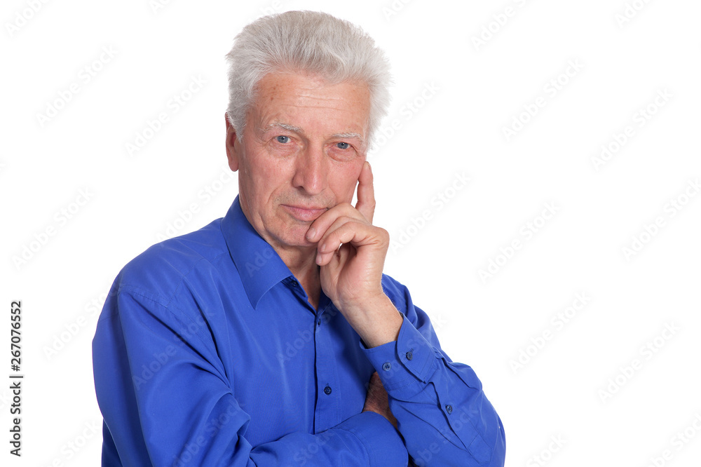 Senior man posing isolated on white background Senior man posing isolated on white background