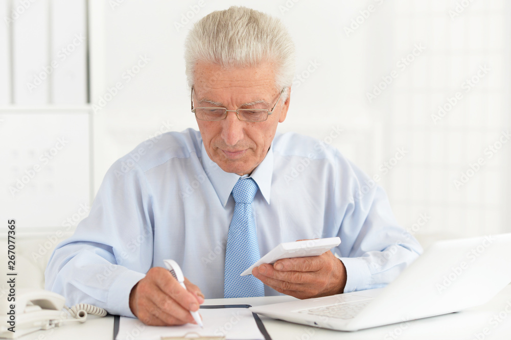 Portrait of confident senior businessman working in the office Portrait of confident senior businessman working in the office