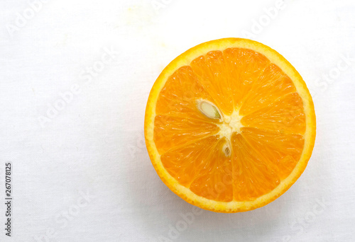 Half cut of oranges fruit on white background