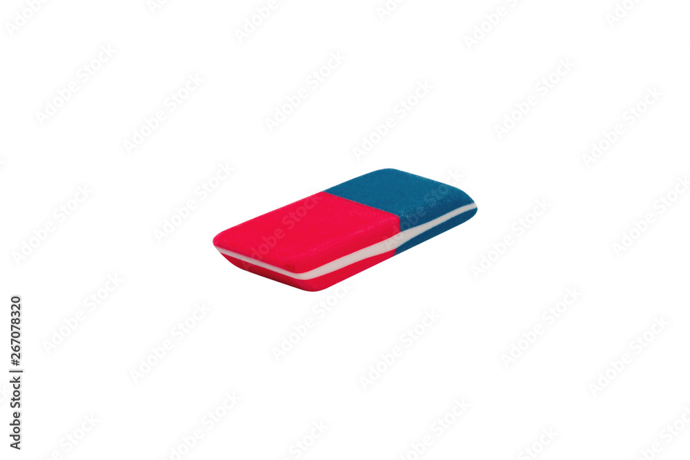 Single rectangular rubber eraser for pencil and pen ink isolated on white background. Clipping path Single rectangular rubber eraser for pencil and pen ink isolated on white background. Clipping path