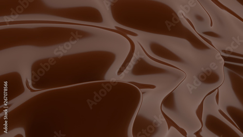 Liquid Chocolate background. Melted dark Chocolate. Wave brown background. Chocolate.