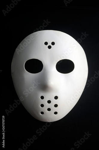 Hockey ice masks on black background