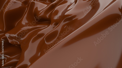 Liquid Chocolate background. Melted dark Chocolate. Wave brown background. Chocolate.