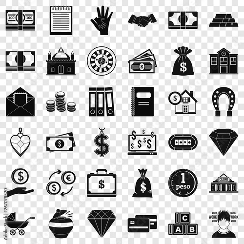 Bank deposit icons set. Simple style of 36 bank deposit vector icons for web for any design