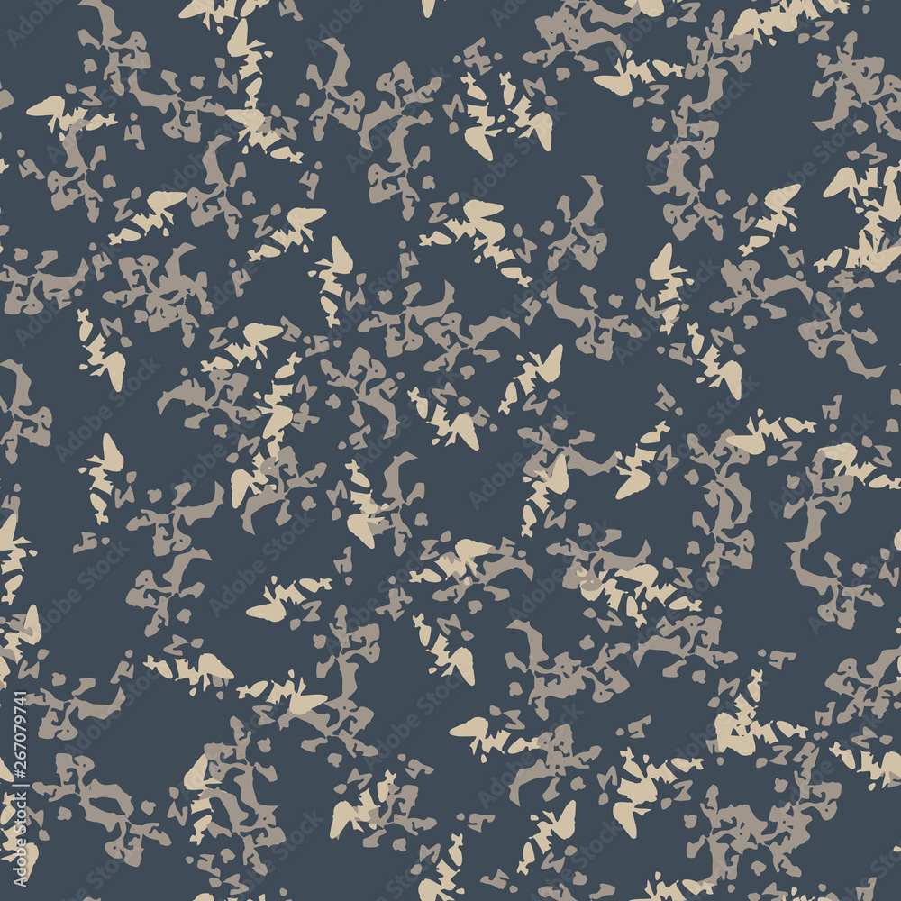 Urban camouflage of various shades of beige, grey and blue colors
