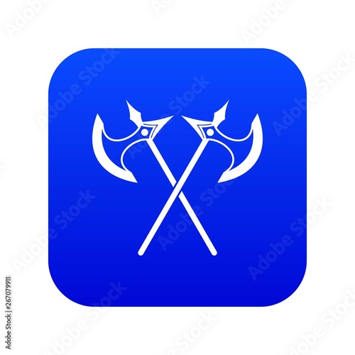 Crossed battle axes icon digital blue for any design isolated on white vector illustration photo