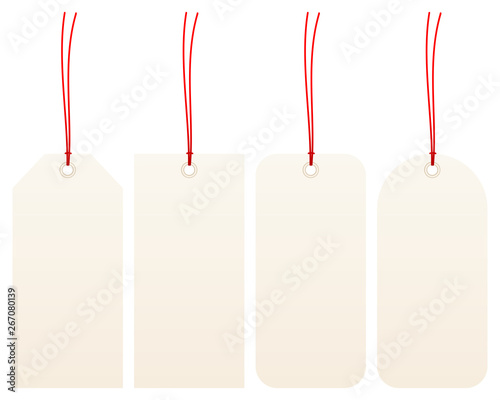4 Schmale Hangtags Rotes Band