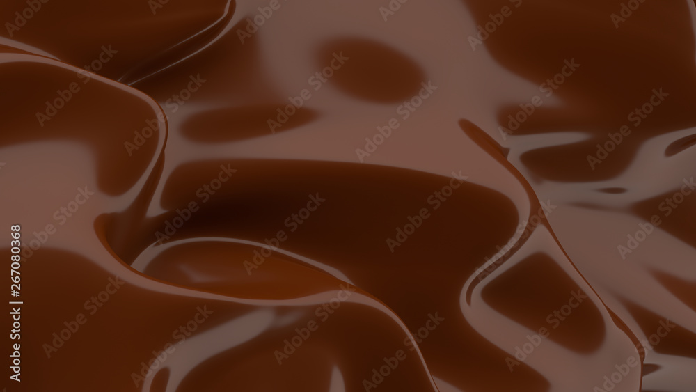 Fototapeta premium Liquid Chocolate background. Melted dark Chocolate. Wave brown background. Chocolate.