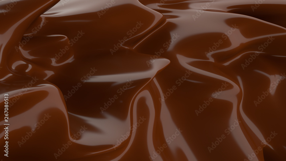 Fototapeta premium Liquid Chocolate background. Melted dark Chocolate. Wave brown background. Chocolate.