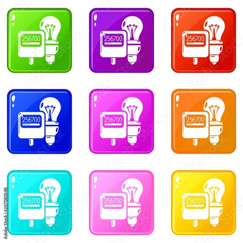 Electricity icons set 9 color collection isolated on white for any design