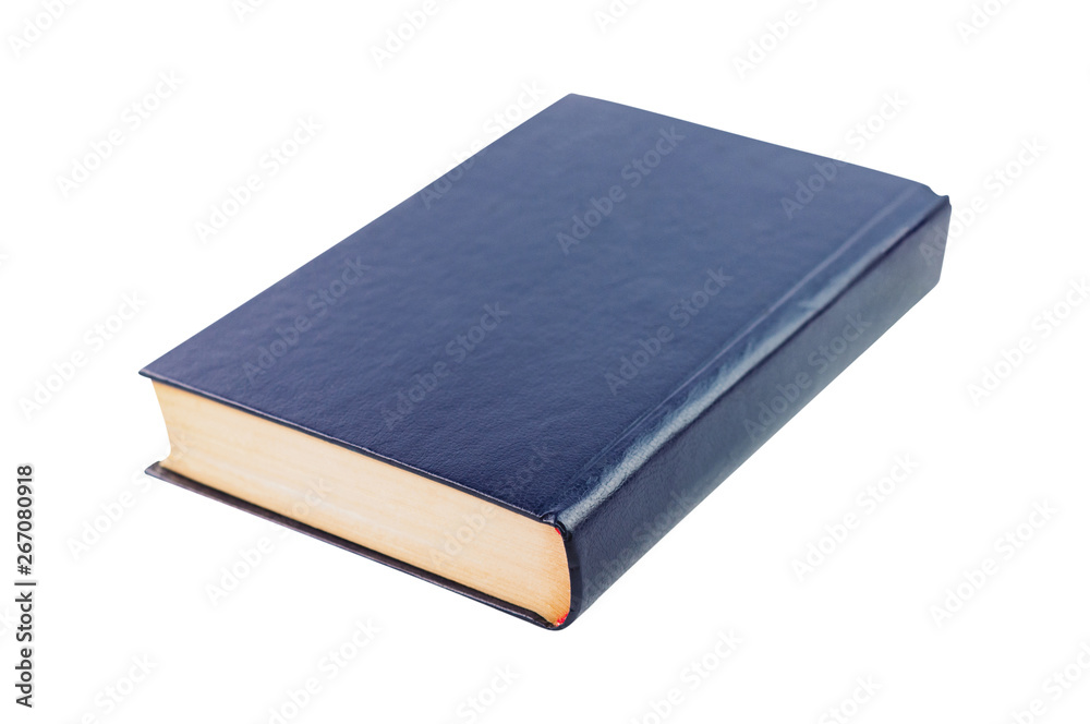 One blue color old blank book with hardcover isolated on white background One blue color old blank book with hardcover isolated on white background