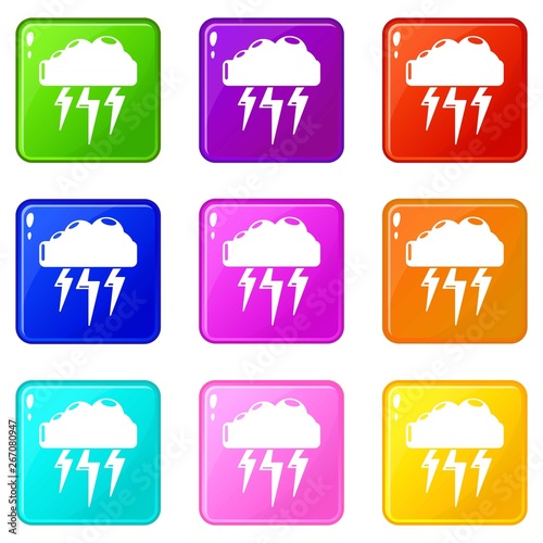 Atmospheric electricity icons set 9 color collection isolated on white for any design