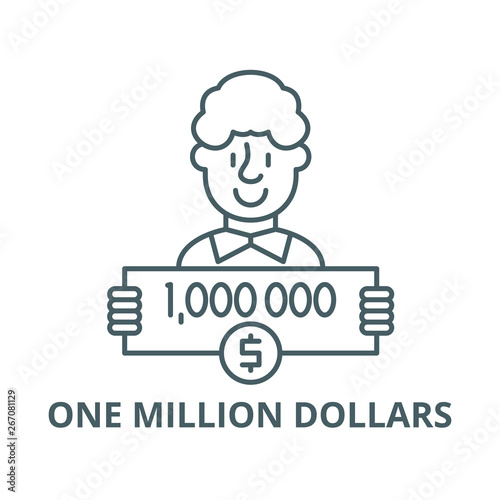 One million dollars vector line icon, outline concept, linear sign