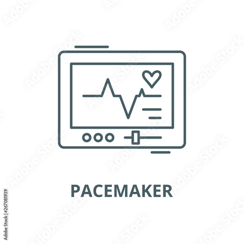 Pacemaker vector line icon, outline concept, linear sign