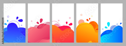 Color abstract fluid social media background set