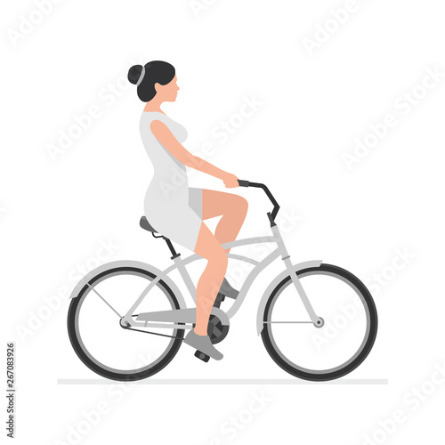 Fototapeta Naklejka Na Ścianę i Meble -  Woman riding bike. isolated on white background