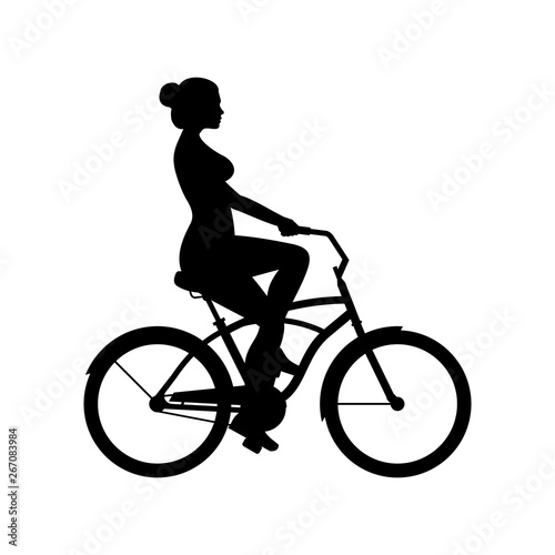 Woman riding bike. isolated on white background © volyk