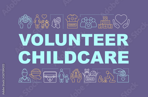 Childcare volunteering word concepts banner