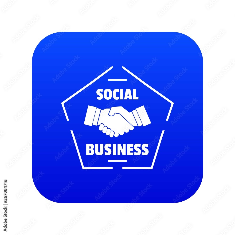 Social business icon blue vector isolated on white background