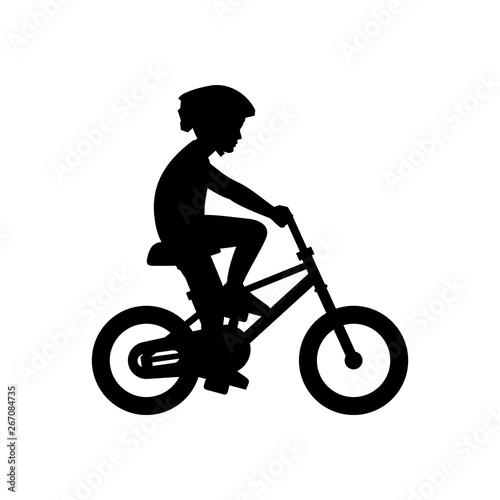 Boy riding bike. isolated on white background