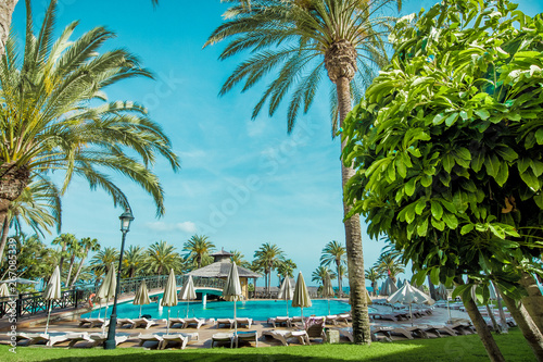 Wakacje na basenie i odpoczynek w cieniu palm