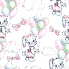 Wandcirkels Dieren met ballon patronen Verjaardagsdieren met speelgoed kinderpatroon  © Анна Егорова