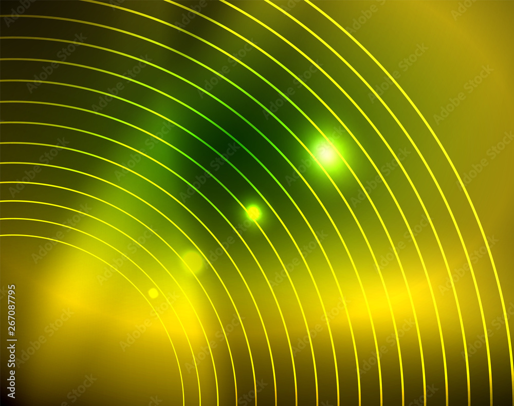 Fototapeta premium Neon circles abstract background