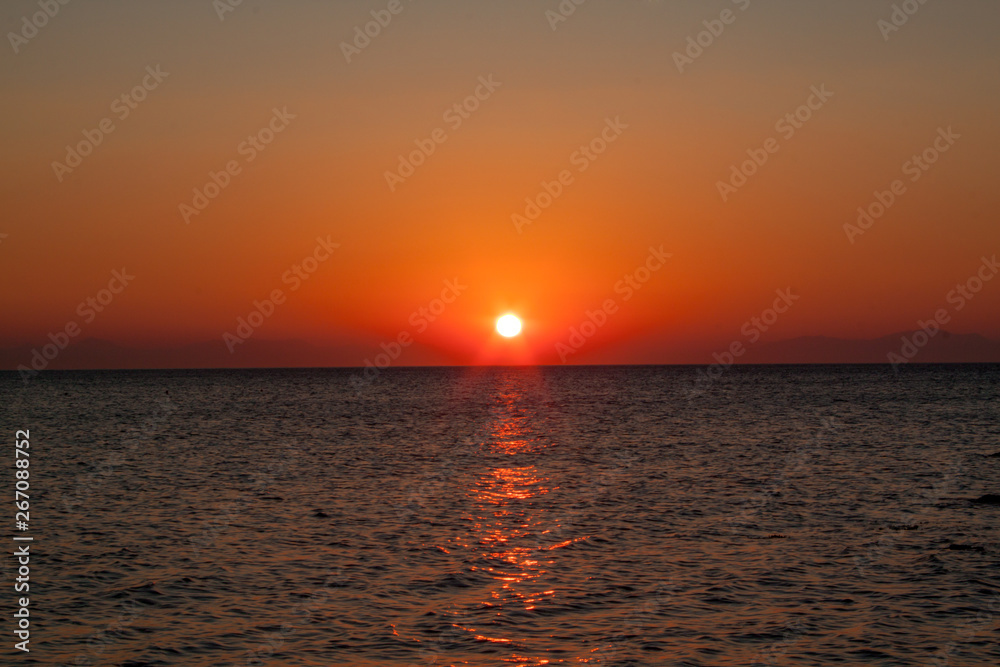 sunrise at Rhodes harbor in Greece