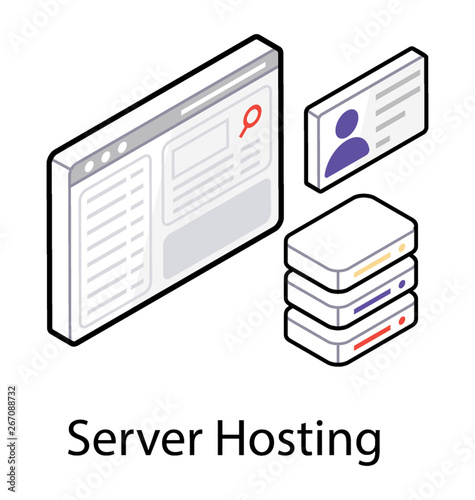 Isometric icon of server hosting