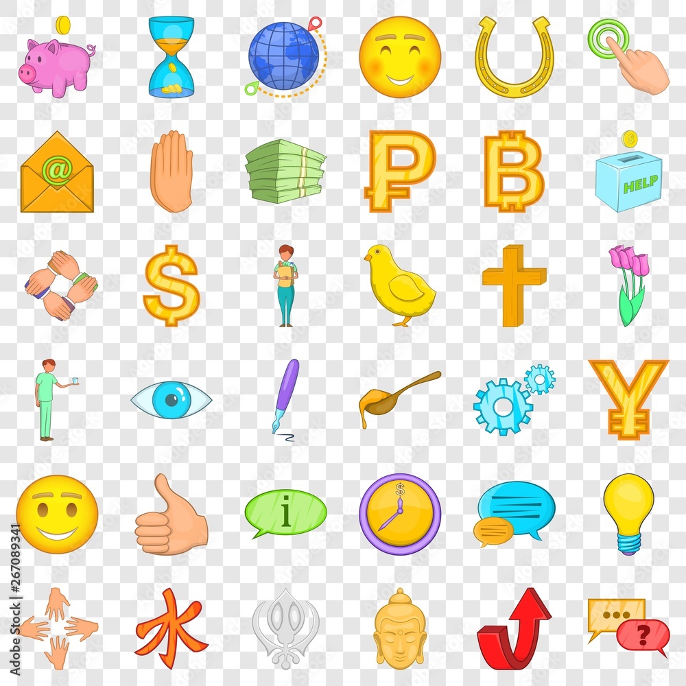 Fototapeta premium Donation in medicine icons set. Cartoon style of 36 donation in medicine vector icons for web for any design