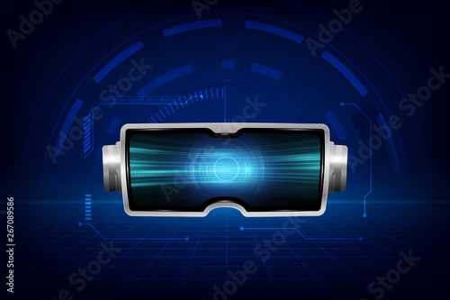 virtual reality headset abstrac vr world with bstract visualization background, technology game and movie concept. Vector illustration
