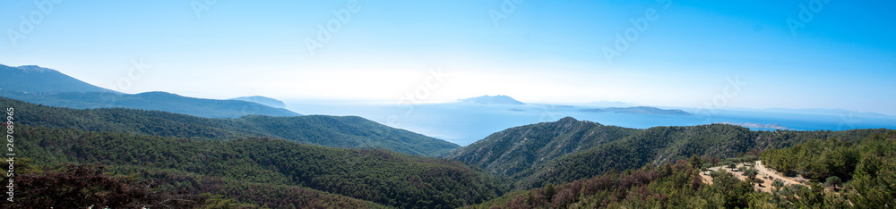 mountain range, hills and sea view at Rhodes Greece