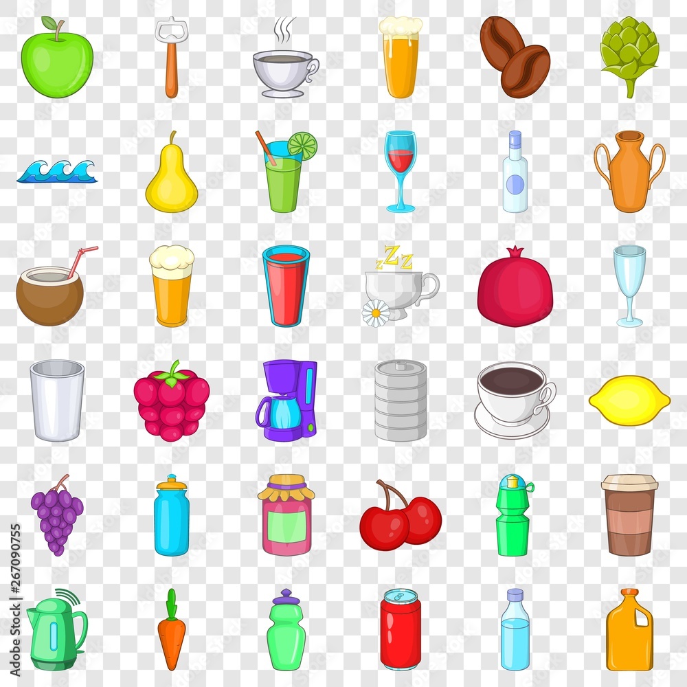 Hot drink icons set. Cartoon style of 36 hot drink vector icons for web for any design Hot drink icons set. Cartoon style of 36 hot drink vector icons for web for any design