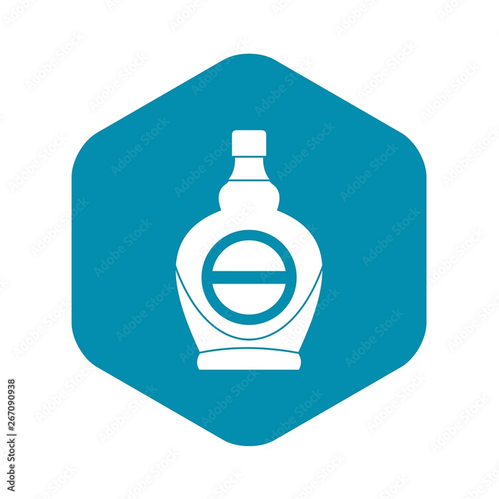 Maple syrup in glass bottle icon. Simple illustration of maple syrup in glass bottle vector icon for web Maple syrup in glass bottle icon. Simple illustration of maple syrup in glass bottle vector icon for web