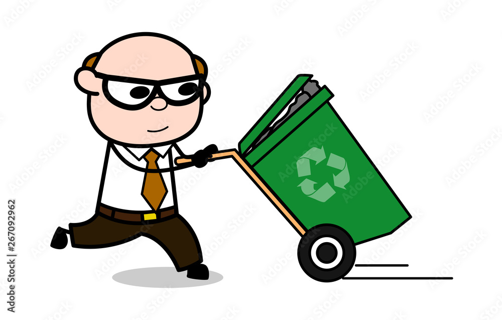 Use Dustbin - Retro Cartoon Father Old Boss Vector Illustration Use Dustbin - Retro Cartoon Father Old Boss Vector Illustration