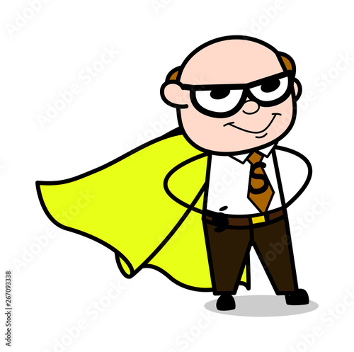 Super Boss - Retro Cartoon Father Old Boss Vector Illustration