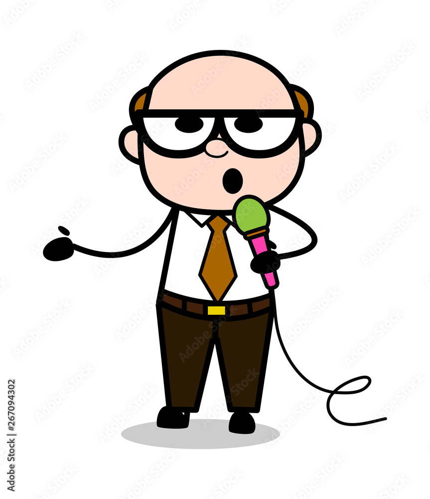 Giving Speech - Retro Cartoon Father Old Boss Vector Illustration Giving Speech - Retro Cartoon Father Old Boss Vector Illustration