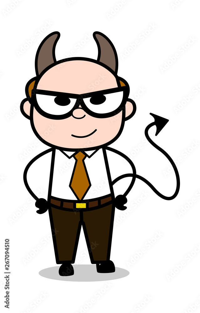 Devil Smile - Retro Cartoon Father Old Boss Vector Illustration Devil Smile - Retro Cartoon Father Old Boss Vector Illustration