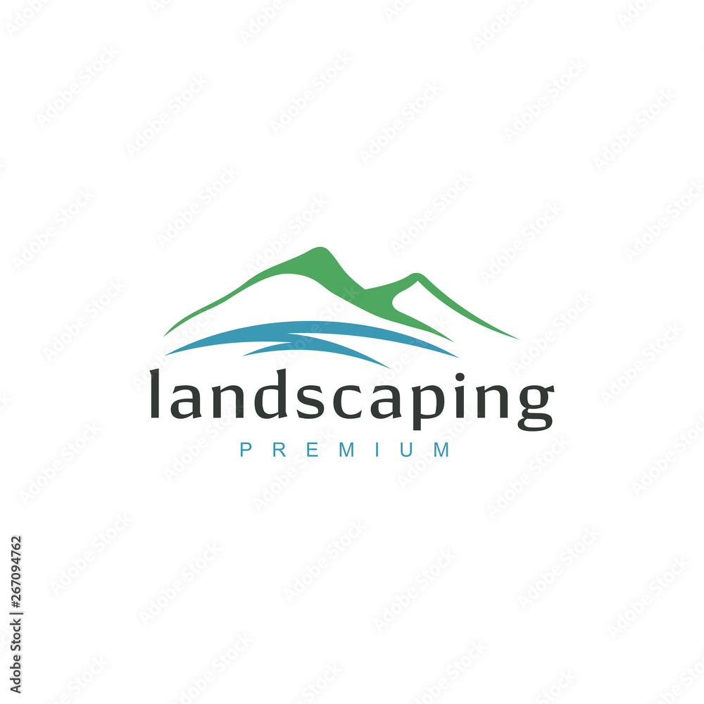 Mountain icon, Minimalist Landscape Hills logo design inspiration