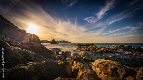 La spiaggia della vela di Portonovo al tramonto