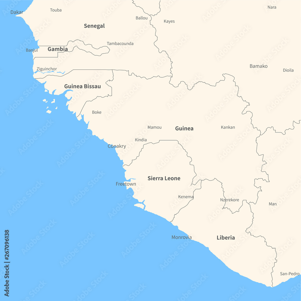 Detailed vector map Guinea.