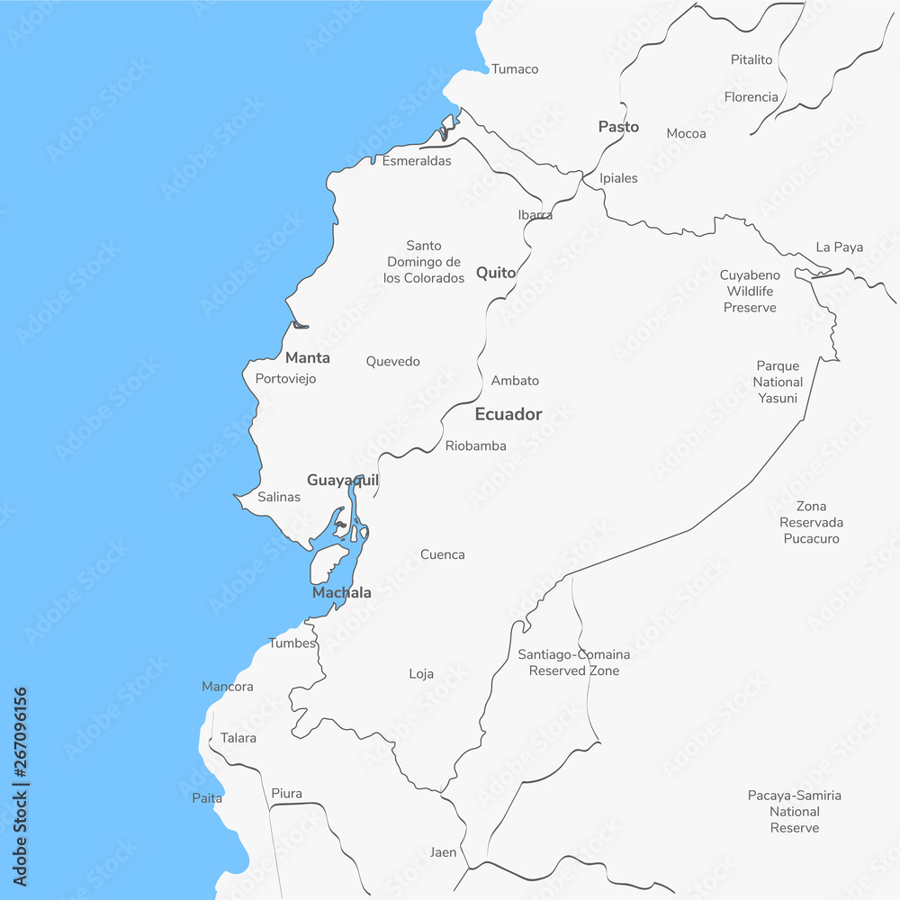 Detailed vector map Ecuador.
